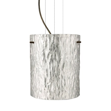 Besa Lighting Tamburo 8 Cable Pendant, Stone Silver Foil, Bronze Finish, 1x100W Incandescent 1KG-4006SS-BR